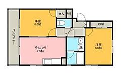 サンシティ・ヒコタC-3 2DKの間取図画像