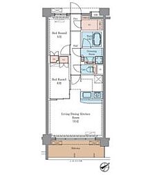 東武亀戸線 東あずま駅 徒歩11分の賃貸マンション 3階2LDKの間取り