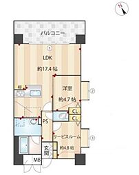 東京メトロ東西線 葛西駅 徒歩21分の賃貸マンション 3階2LDKの間取り
