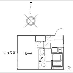 ハーモニーテラス上篠崎II 1Kの間取図画像