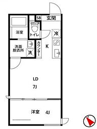 フェリシア行徳2 1LDKの間取図画像