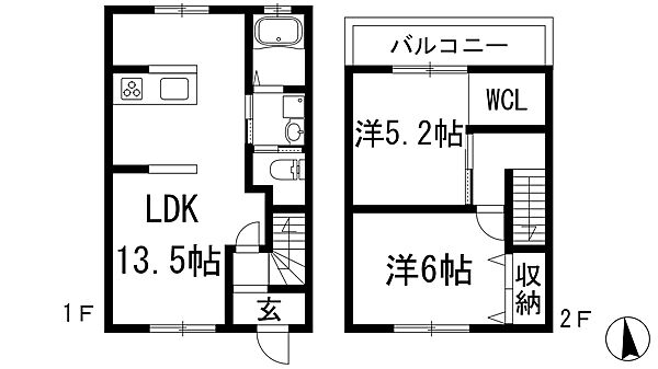 加茂3丁目テラスハウス ｜兵庫県川西市加茂3丁目(賃貸テラスハウス2LDK・1階・52.58㎡)の写真 その2