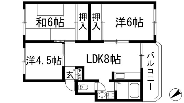 シャンボール八王寺 ｜大阪府池田市八王寺1丁目(賃貸マンション3LDK・5階・58.98㎡)の写真 その2