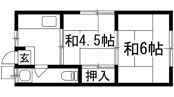 宝来荘 ｜兵庫県宝塚市末成町(賃貸アパート2K・2階・27.00㎡)の写真 その2