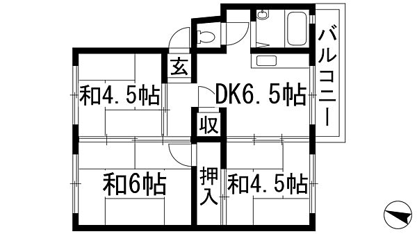 伊丹池尻1号棟 ｜兵庫県伊丹市池尻5丁目(賃貸マンション3DK・4階・45.84㎡)の写真 その2