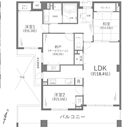クレストフォルム新百合ヶ丘サウスヒル 3SLDKの間取図画像