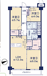 藤が丘ハウス 3LDKの間取図画像