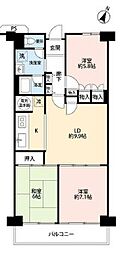 本厚木スカイハイツ 3LDKの間取図画像