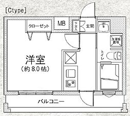 Rising place八王子みなみ野 601 1Kの間取り