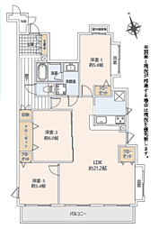 ネオステージ多摩センター 3LDKの間取図画像