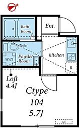 アザーレ鶴川 1階1Kの間取り