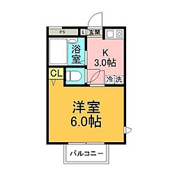 ヒルトップ鶴川 1Kの間取図画像