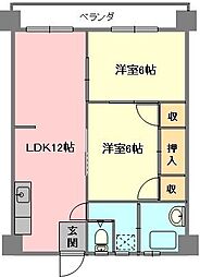 衣山駅前マンション 2LDKの間取図画像