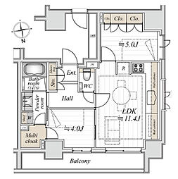 リビオレゾン大手町 2LDKの間取図画像