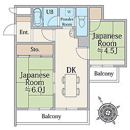 ベルメイゾン浜町 2DKの間取図画像