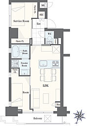 グラントゥルース神田岩本町 1SLDKの間取図画像