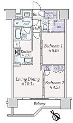 シティハウス中目黒ステーションコート 2LDKの間取図画像