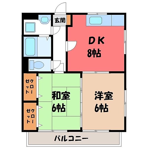 カームテラス御幸 A棟 ｜栃木県宇都宮市御幸ケ原町(賃貸マンション2DK・3階・50.54㎡)の写真 その2