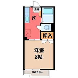 メゾンヴェルデB 1Kの間取図画像