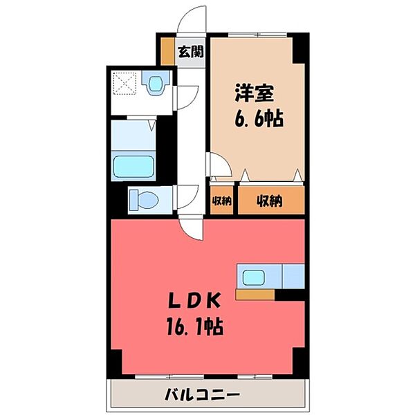 S-FORT宇都宮南大通り ｜栃木県宇都宮市南大通り3丁目(賃貸マンション1LDK・9階・52.93㎡)の写真 その2