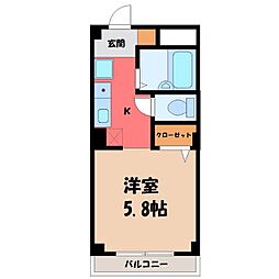 塙田壱番館 1Kの間取図画像