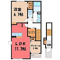 栃木県真岡市熊倉3丁目（賃貸アパート2LDK・2階・50.96㎡） その2