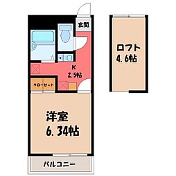 レオパレスTwinLeaf 1Kの間取図画像