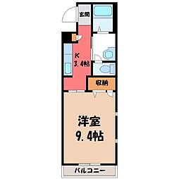 SOUTH・BELL 1Kの間取図画像