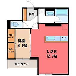 TORISIAS 南大通り 1LDKの間取図画像