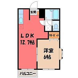 マロニエプラザ上三川A 1LDKの間取図画像