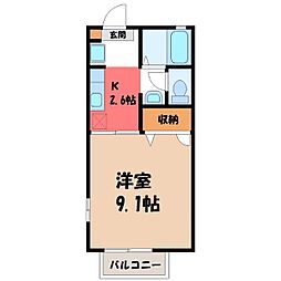 グランシャリオKA 1Kの間取図画像