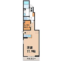 パール長田B ワンルームの間取図画像