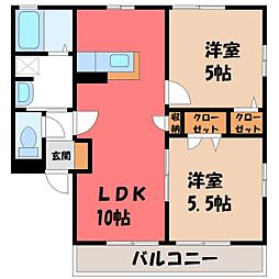 ファミールコートB 2LDKの間取図画像