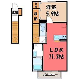 プリンスエドワード 1LDKの間取図画像
