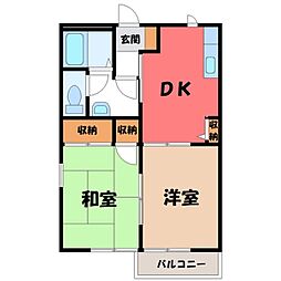 サウスヒルズB 2DKの間取図画像