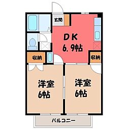 メゾン卯の里B 2DKの間取図画像