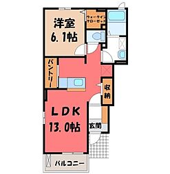 グローバルハイツ5 1LDKの間取図画像