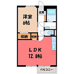 ラ・ダディシュB 1LDKの間取図画像