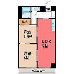 竹林マンション2 2LDKの間取図画像