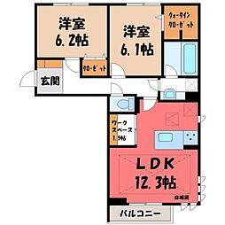 Rencontreタカラギ 2LDKの間取図画像