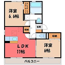 グランビューコートA 2LDKの間取図画像