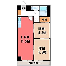 竹林マンション2 2LDKの間取図画像