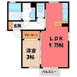 シャルムトロンB 1LDKの間取図画像