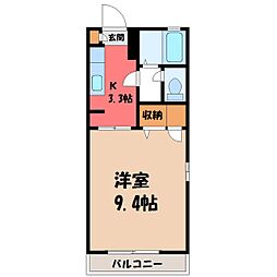 セルバA 1Kの間取図画像