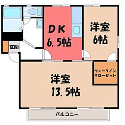 フラットトガミ 2DKの間取図画像
