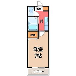 コーポ・フォーレスト清原A棟 1Kの間取図画像