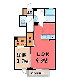 メゾンド・ファルケA 1LDKの間取図画像