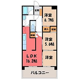三向ハイツ元今泉 3LDKの間取図画像