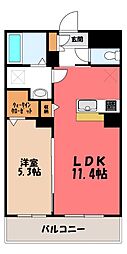 宇都宮市宝木町1丁目マンション 1LDKの間取図画像