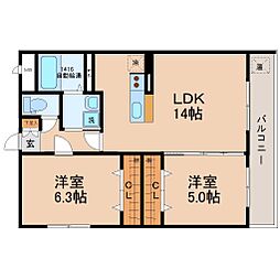 メゾンドアヴェニール 2LDKの間取図画像